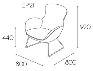 Kate Moodlii Upholstered Armchair With Medium Backrest Dimensions