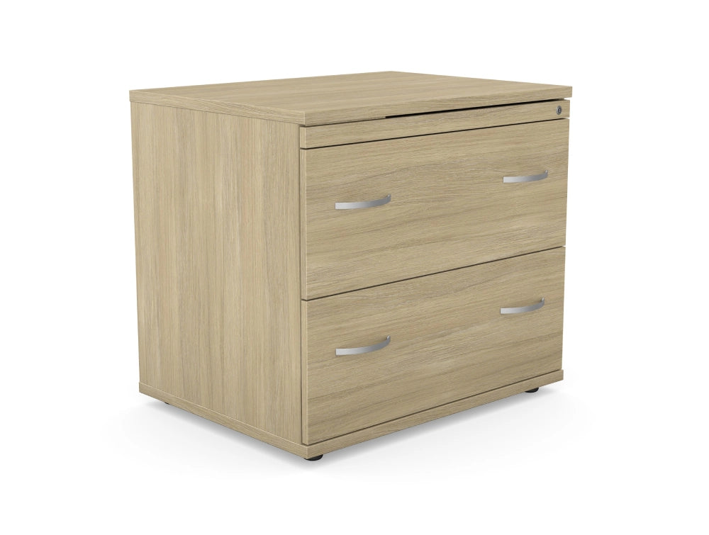 Kito 2 Drawer Side Filer Cabinet Storage In Light Oak And Four Silver Finish Handles