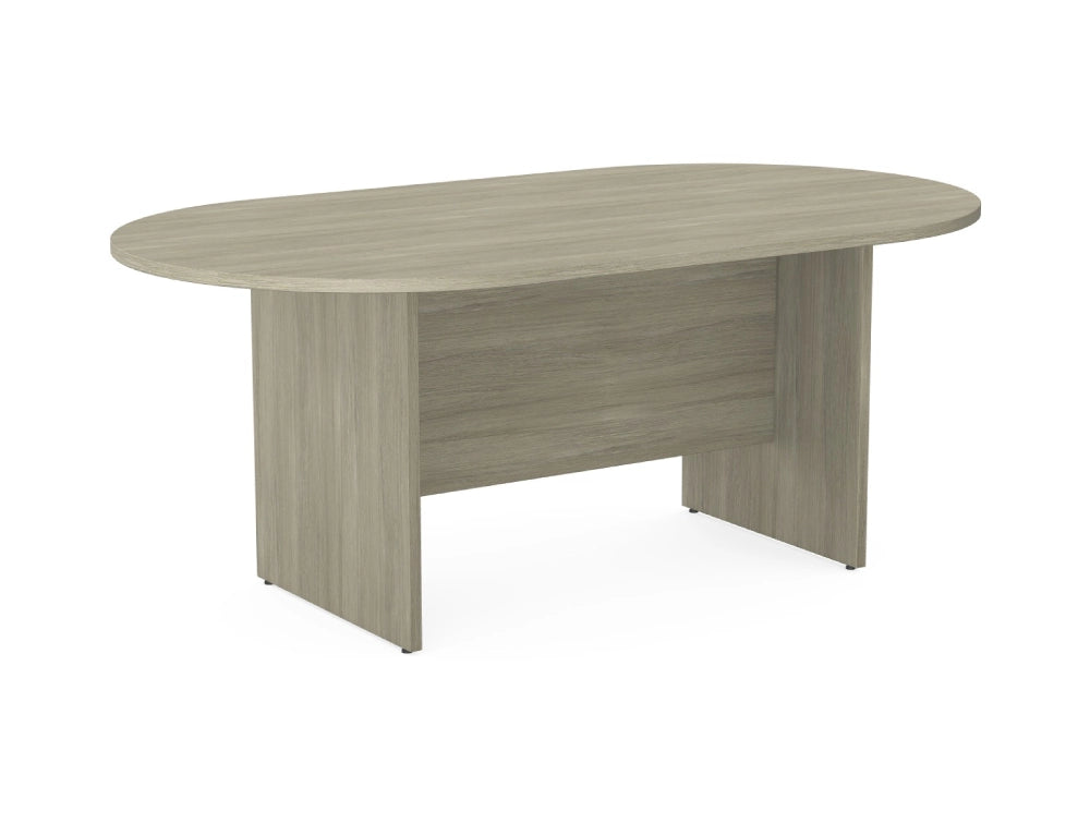 Kito Oval Meeting Table With Panel Leg Base In Grey Oak Finish