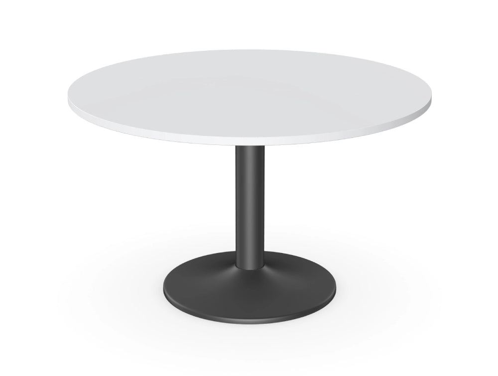 Kito Round Meeting Table With Trumpet Leg With White And Black Finish