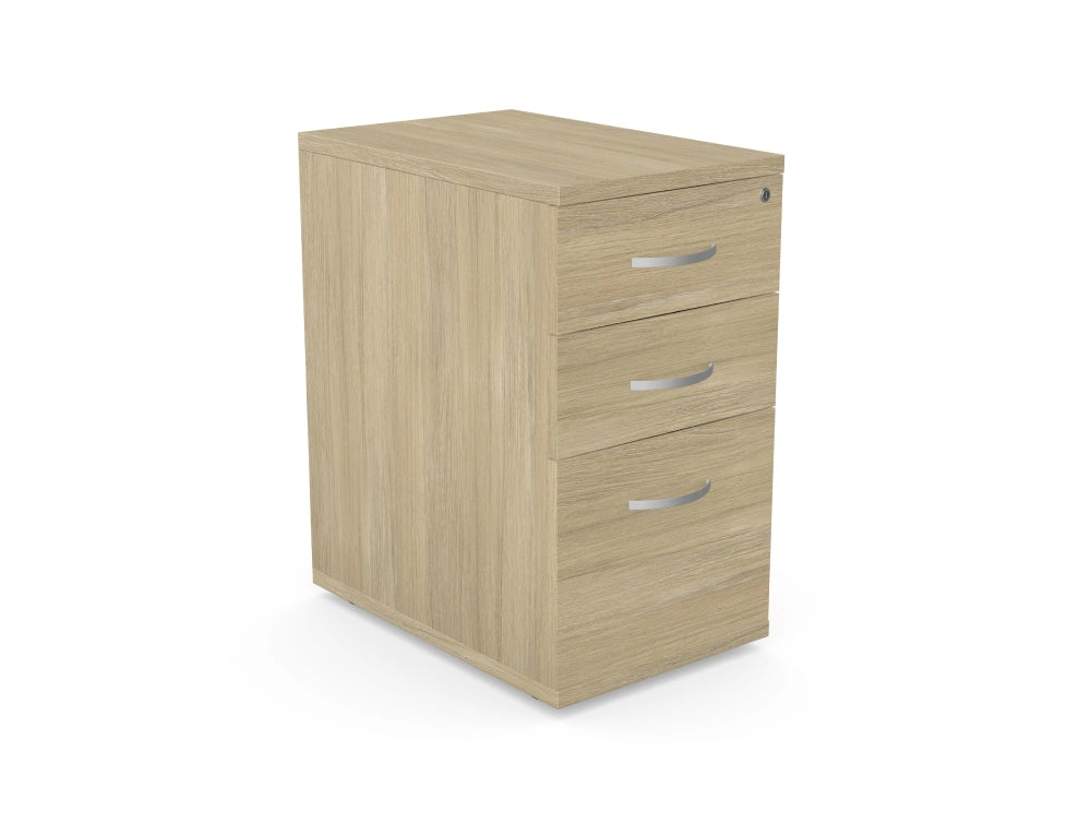 Kito Wooden 3 Drawer Desk High Fixed Pedestal In Light Oak Finish