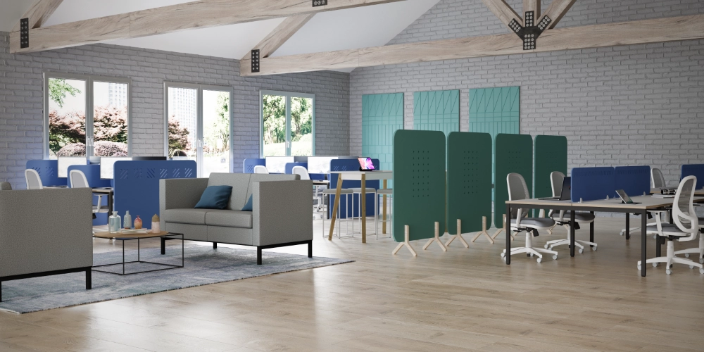Koala Cutout Freestanding Acoustic Screen in Different Heights and Finishes in Collaborative Space