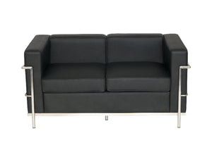 Korby Black Faux Leather 2 Seater Sofa