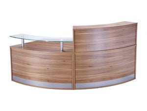 Lhr Fhr Elite 2 Section Semi Circle Reception Unit In Walnut