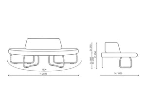 Legvan 180 Upholstered Modular Seating Dimensions