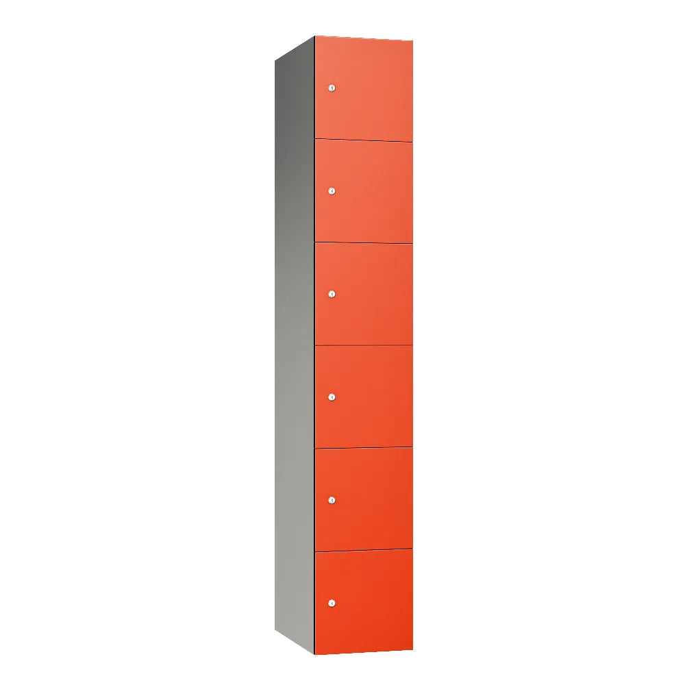 Leisure 6-Door Aluminium Locker - Tangerine