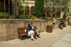 Leman Eco Wooden Bench with Backrest in an Open Area 2