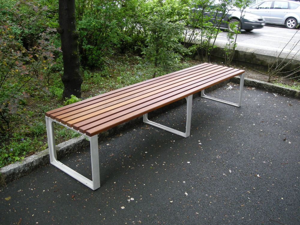 Leman Wooden Backless Outdoor Bench in Outdoor Setting