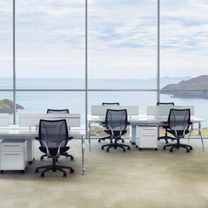 Liberty Ocean Ergonomic Office Armchair With Mobile Cupboard And Straight Table In Office Setting