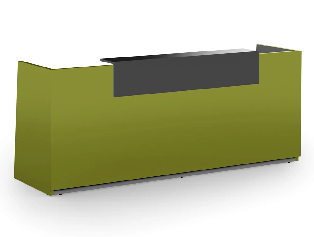 Libra Premium Green High Gloss Office Counter Unit With Anthracite Riser