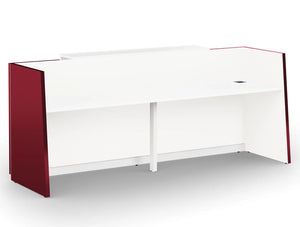 Libra Premium Reception Counter In Red Acrylux Finish With White Inner Elements
