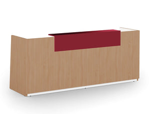 Libra Wooden Beech Finish Office Reception Desk Unit With Acrylux Red Riser