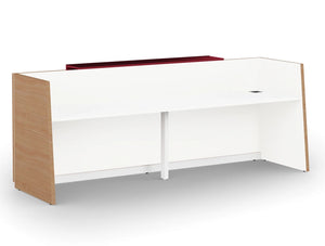 Libra Wooden Beech Finish Office Reception Desk Unit With White Outer Elements