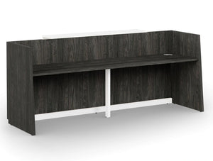 Libra Wooden Carbon Walnut Office Reception Desk Counter Unit With Cable Management
