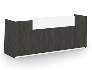 Libra Wooden Carbon Walnut Office Reception Desk Counter Unit With White Riser