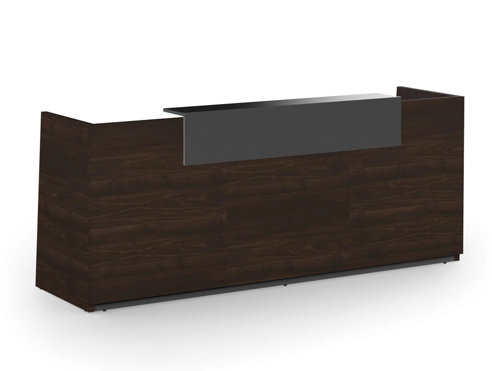 Libra Wooden Dark Walnut Desk Counter For Reception Area With Anthracite Riser