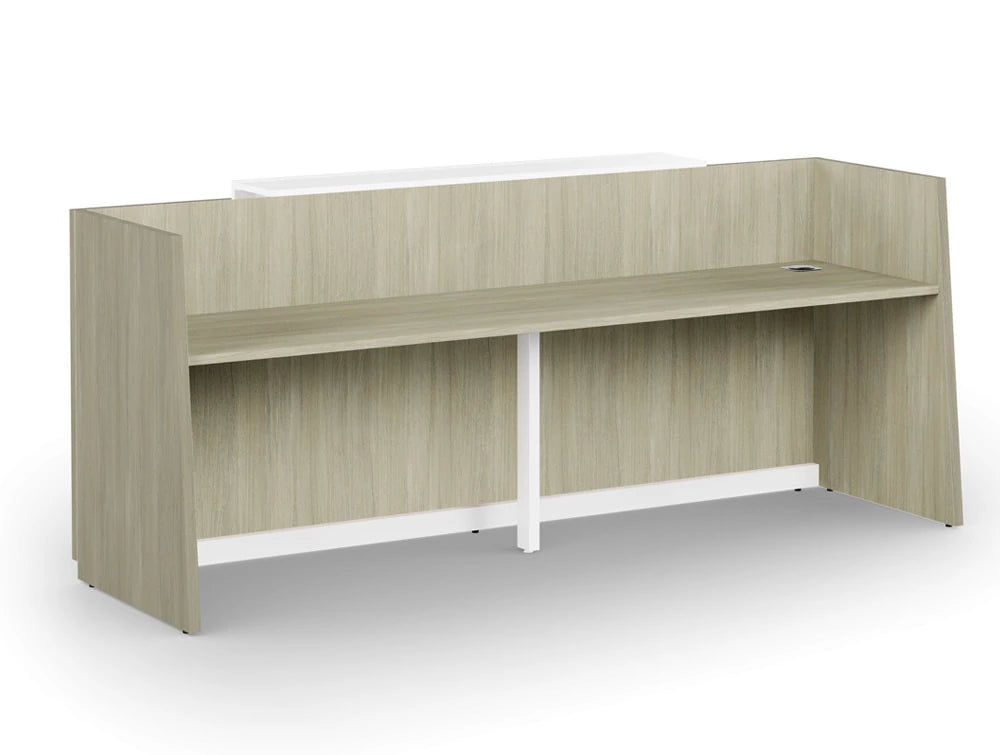 Libra Wooden Office Reception Desk Counter In Arctic Oak Finish