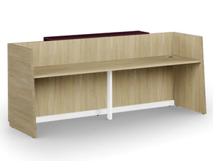 Libra Wooden Office Reception Desk Unit In Arctic Oak With Cable Management