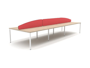 Light Straight And Arc Desk Screens With Fabric Trim In Red Finish