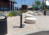 Lisa Round Outdoor Chair with Trash Bin in Outdoor Setting