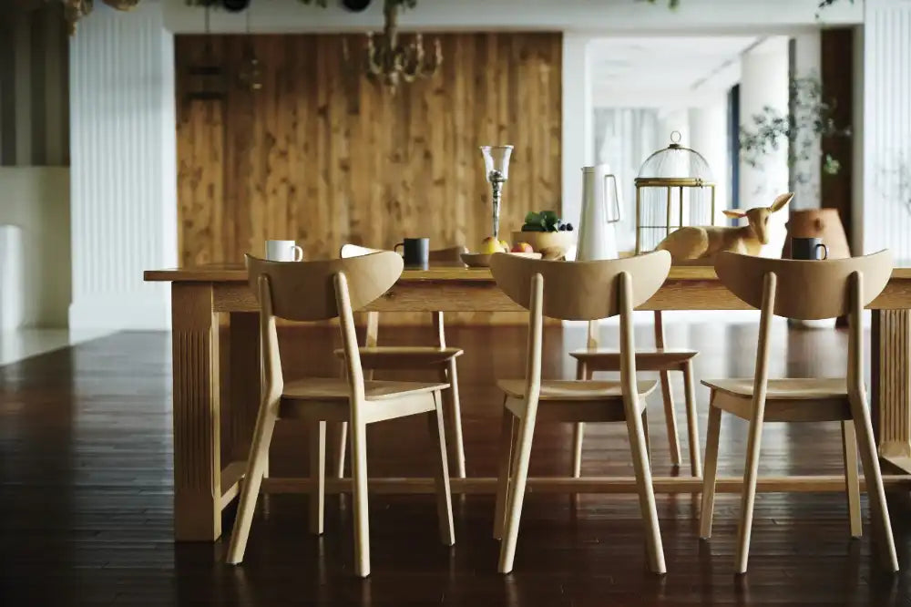 Lof Wooden Dining Chair with Rectangular Wooden Table in Dining Setting