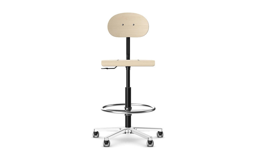 Logika Wooden Swivel Office Sit Stand Chair With Ring Footrest 2