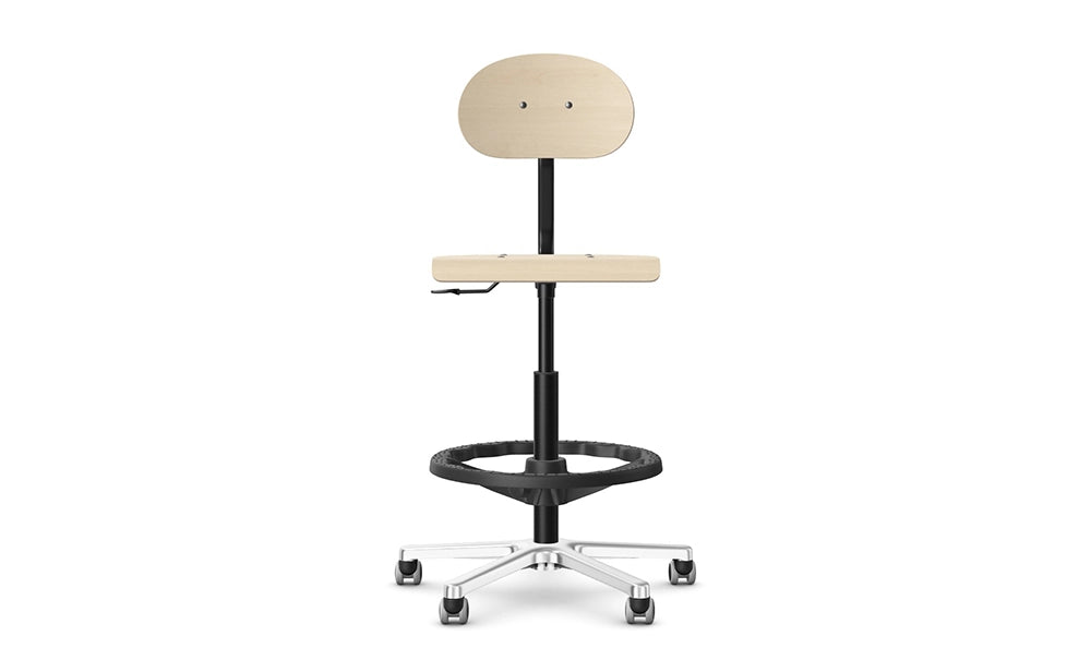 Logika Wooden Swivel Office Sit Stand Chair With Ring Footrest 4