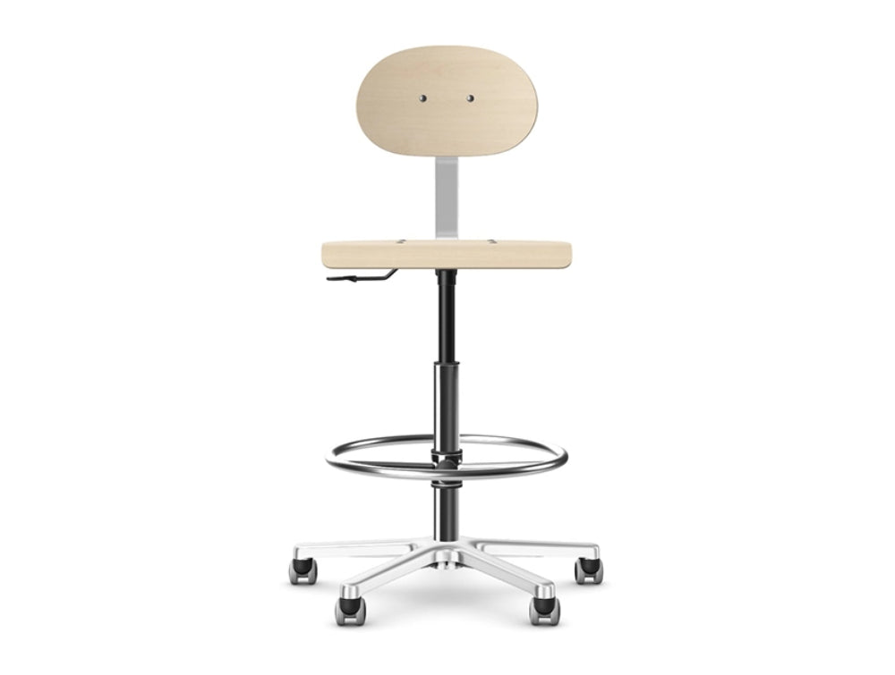 Logika Wooden Swivel Office Sit Stand Chair With Ring Footrest