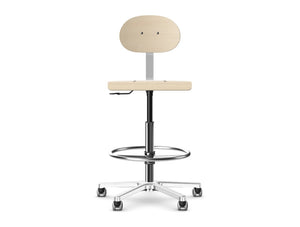 Logika Wooden Swivel Office Sit Stand Chair With Ring Footrest