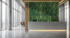 Lombock Acoustic Moss and Nordic Lichen Frame in Green Finish with Reception Desk and Lounge Seating in Reception Setting