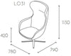 Loop Upholstered Lounge Armchair With High Backrest Dimensions