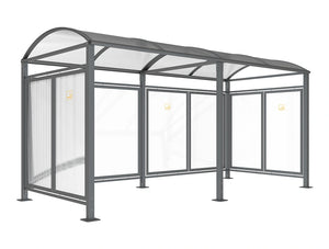 M Barrel Roof Bicycle Shelter with Extension and Back and Side Cladding 2