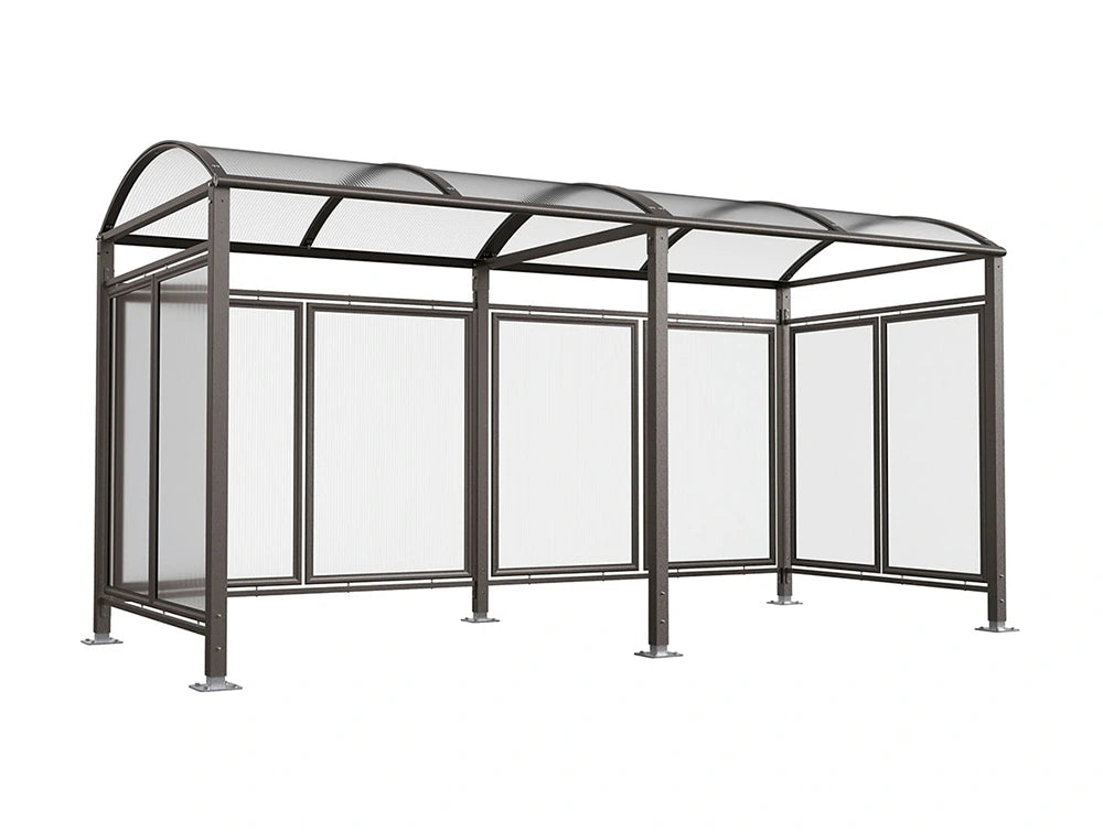M Barrel Roof Bicycle Shelter with Extension and Back and Side Cladding
