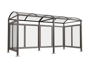 M Barrel Roof Bicycle Shelter with Extension and Back and Side Cladding
