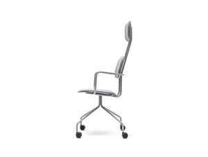 Mdd New School High Back Chair Swivel Castor Wheels In Light Grey Upholstery