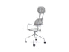 Mdd New School High Back Chair Swivel Castor Wheels In Silver Upholstery With Metal Frame