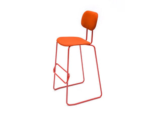 Mdd New School High Sled Chair In Orange Upholstery With Back Rest