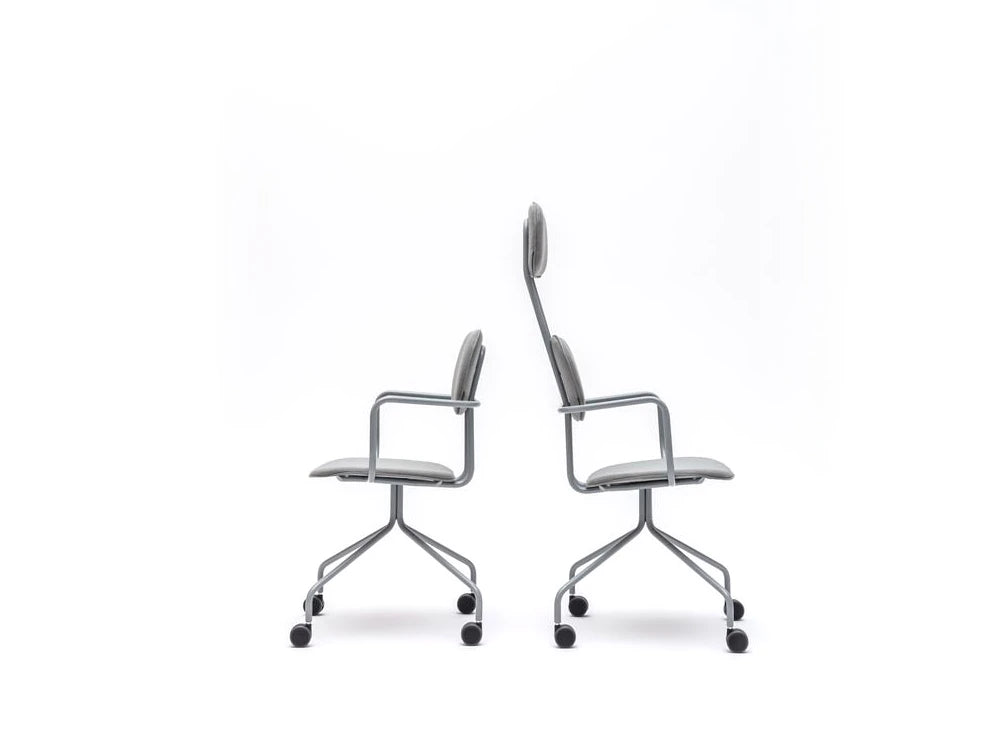 MDD New School Swivel Castor Wheel Chair in Light Grey Finish