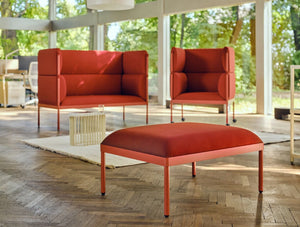 Mdd Stilt High Back Monochromatic 2 Seater Sofa 7 In Red Finish With Red Single Seater Sofa And Footstool