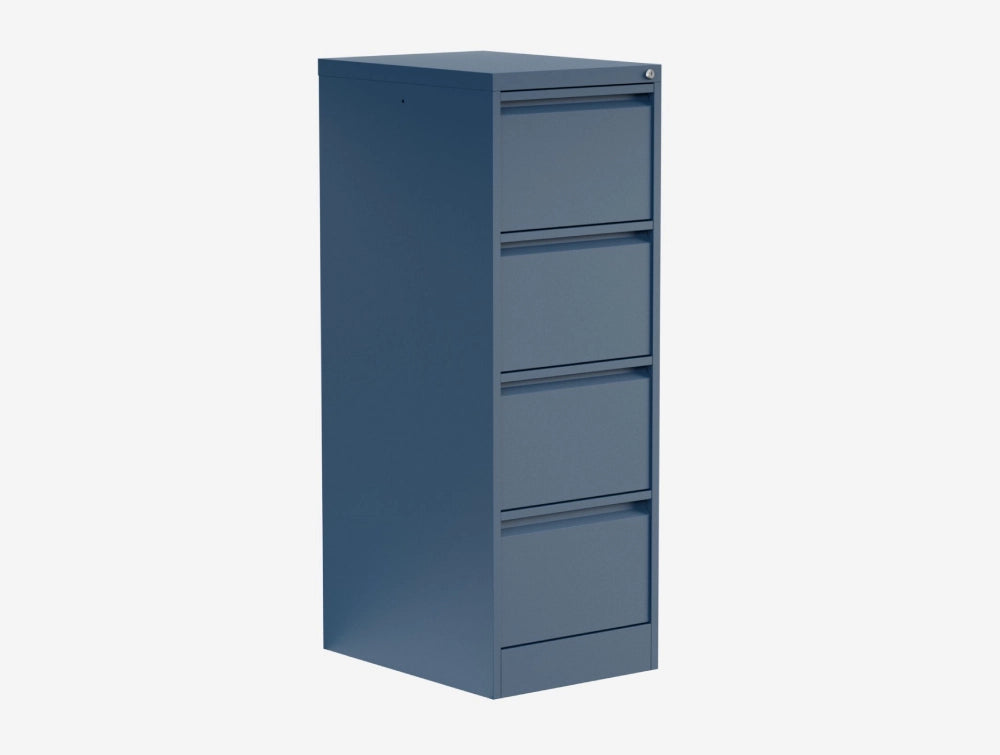 Mline Four Drawer Foolscap Filing Cabinet In Blue Finish