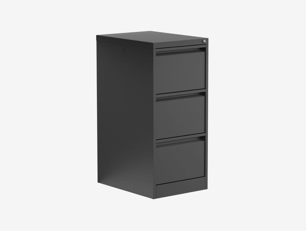 Mline Three Drawer Foolscap Filing Cabinet In Black Finish
