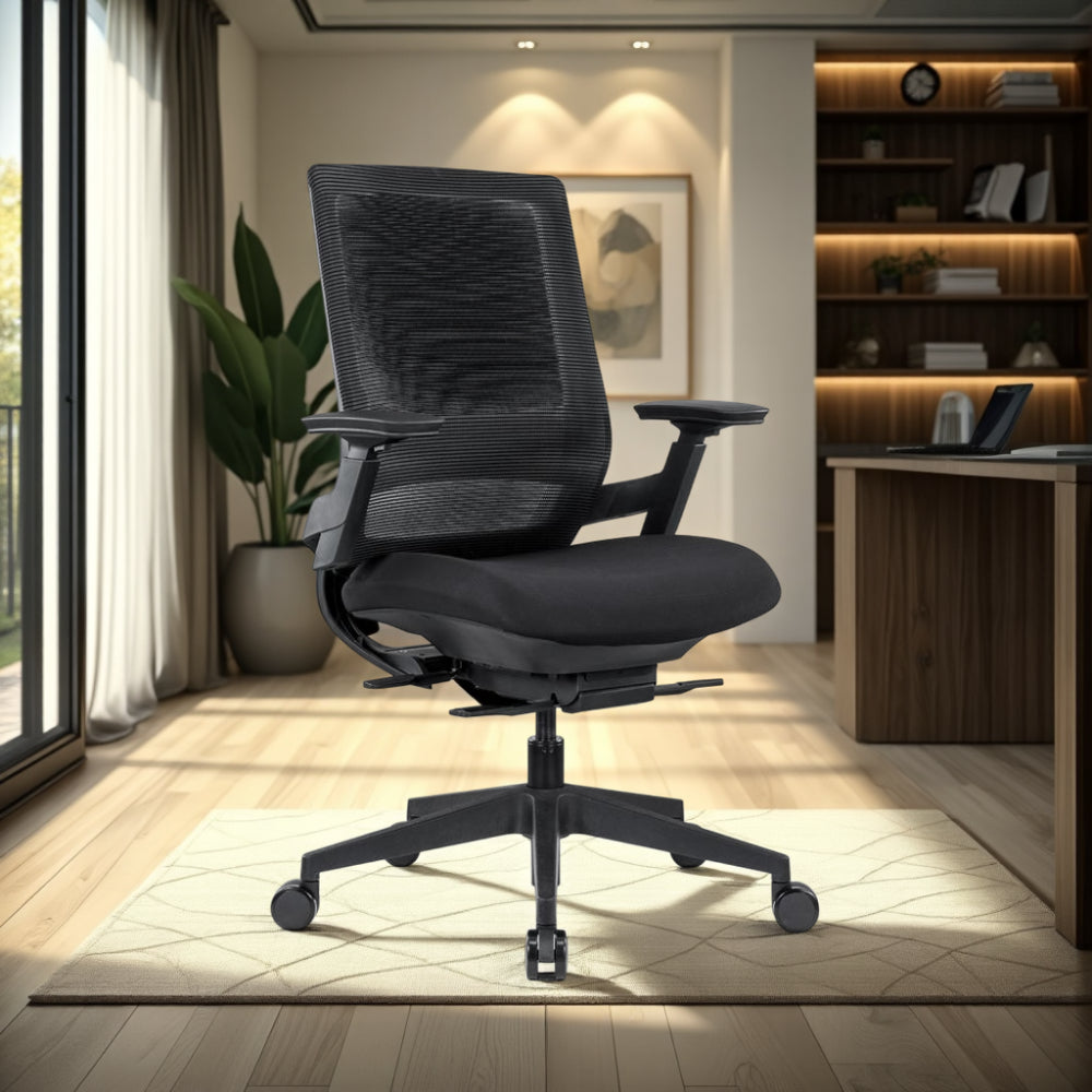 Maglia Office Mesh Task Chair with Indoor Plant and Executive Desk in Modern Office Setting