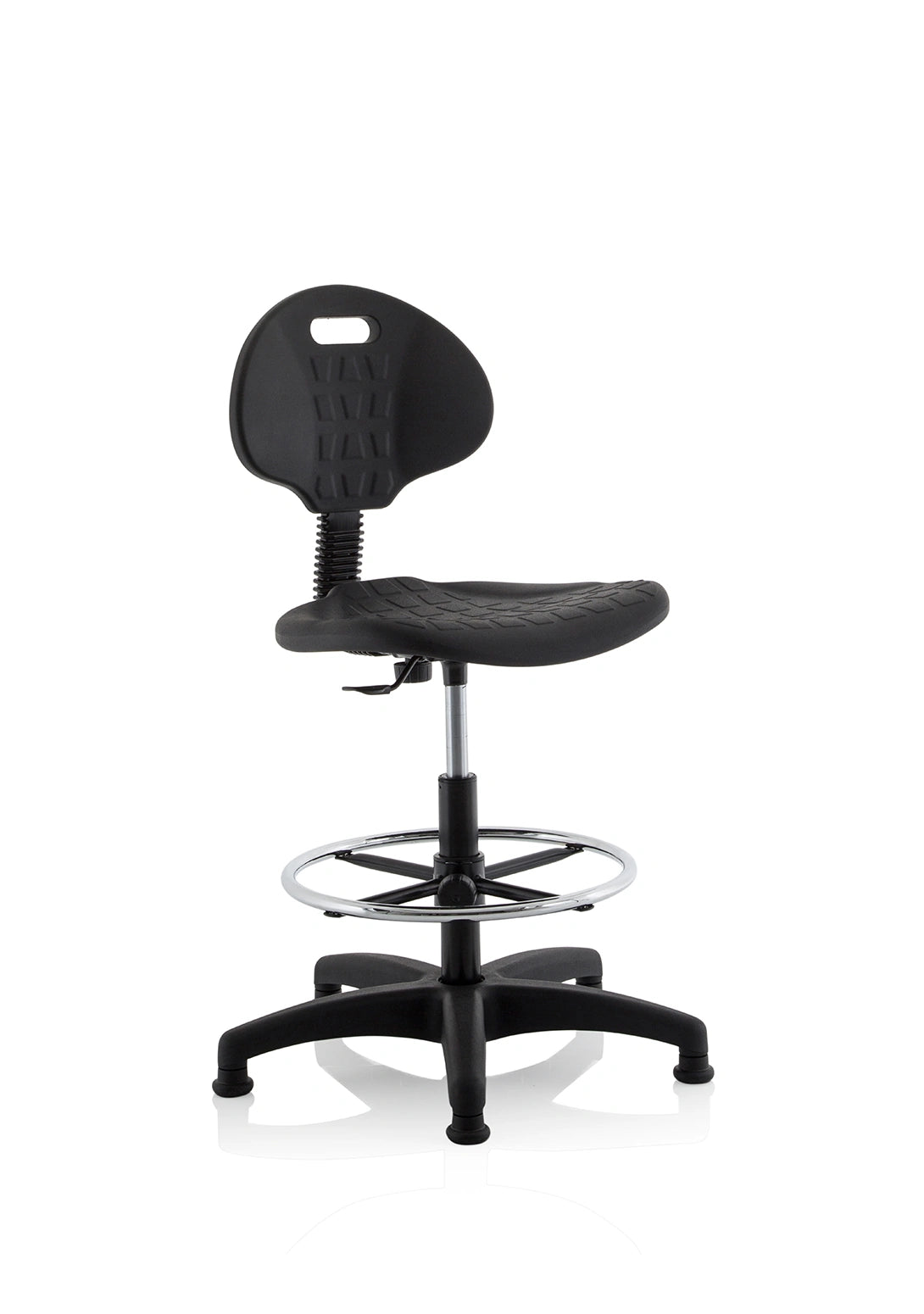 Malaga High Rise Draughtsman Task Operator Chair Black Polyurethane Seat And Back Without Arms OP000089 1