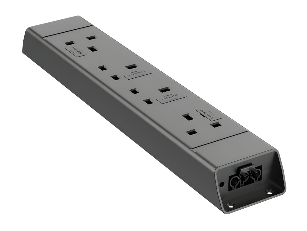 Malmo Below Desk Power Module with 4x Fused Socket Black