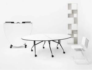 Mara Argo Libro T Circular Folding Table In Stackable White Chairs