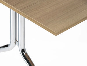 Mara Argo Tilting Rectangular Meeting And Boardroom Table Chrome Frame Legs And Beech Tabletop