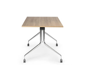 Mara Argo Tilting Rectangular Meeting And Boardroom Table With Castors Beech Table And Chrome Frame