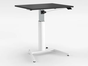 Mara Follow Compact Sit Stand Desk 299E Black Top White Frame