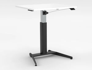 Mara Follow Compact Sit Stand Desk 299E White Top Black Frame