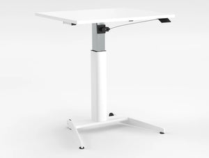 Mara Follow Compact Sit Stand Desk 299E White Top White Frame
